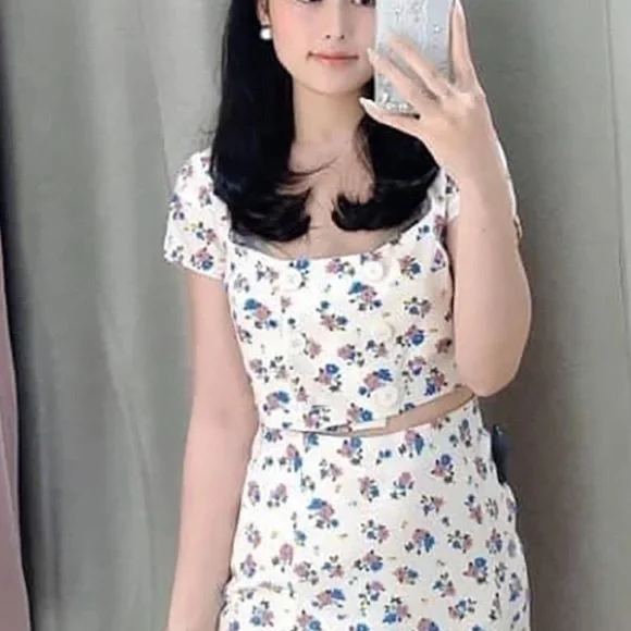 Zara linen blend floral print top NWT - Picture 4 of 8